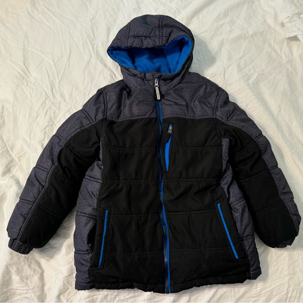 ZeroXposure Heavy weight Coat. Fleece Lined  and hooded. Black & Royal Blue.